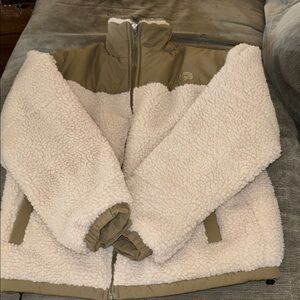 Reversible The North Face Cream and Tan Sherpa Jacket size XXL